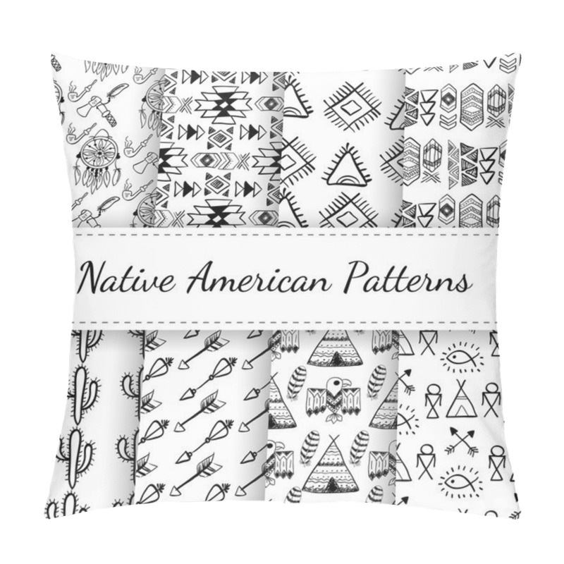 Personality  Native American Seamless Patterns Set Pillow Covers