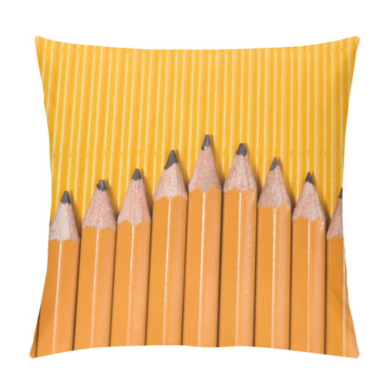 Personality  Top View Of Graphite Pencils Placed In Row On Yellow Pillow Covers