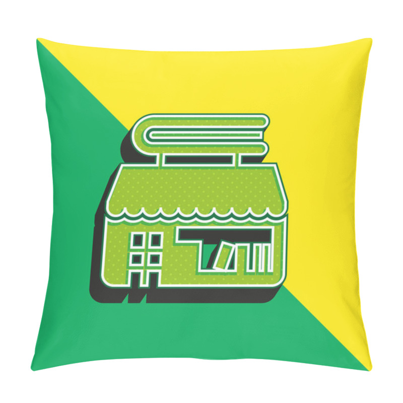 Personality  Bookstore Green And Yellow Modern 3d Vector Icon Logo Pillow Covers