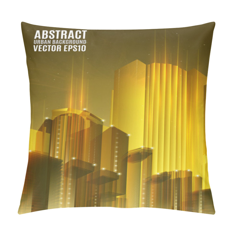 Personality  Yellow City Skyline At Night. Graphical Urban Abstract Cityscape Background Pillow Covers