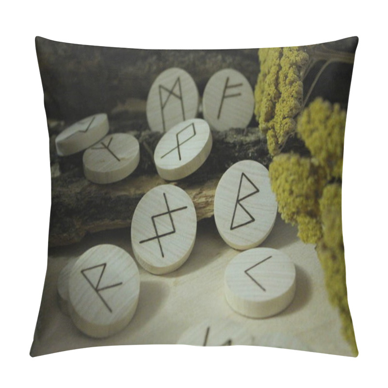 Personality  Scandinavian Wooden Handmade Runes Elder Futhark Pillow Covers