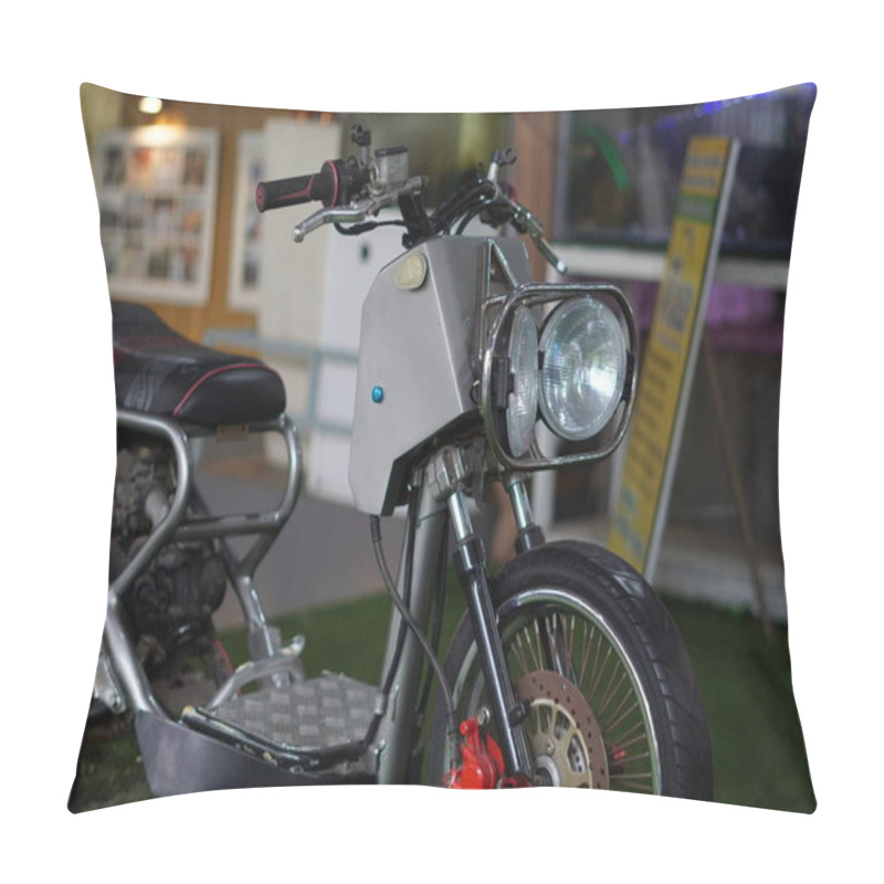 Personality  A Small Gray Antique Motorbike Pillow Covers