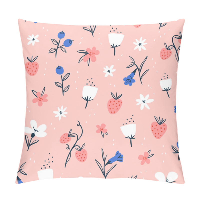 Personality  Abstract Flowers And Berries On Pink Pillow Covers