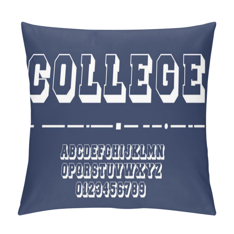 Personality  College Alphabet Template. Letters And Numbers Of Varsity Design. Vector Illustration Pillow Covers