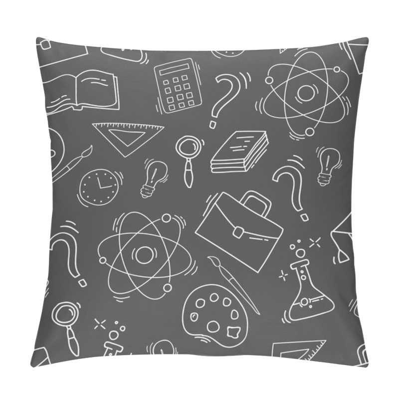 Personality  Hand Drawn Study Seamless Pattern With School Accessories Pillow Covers