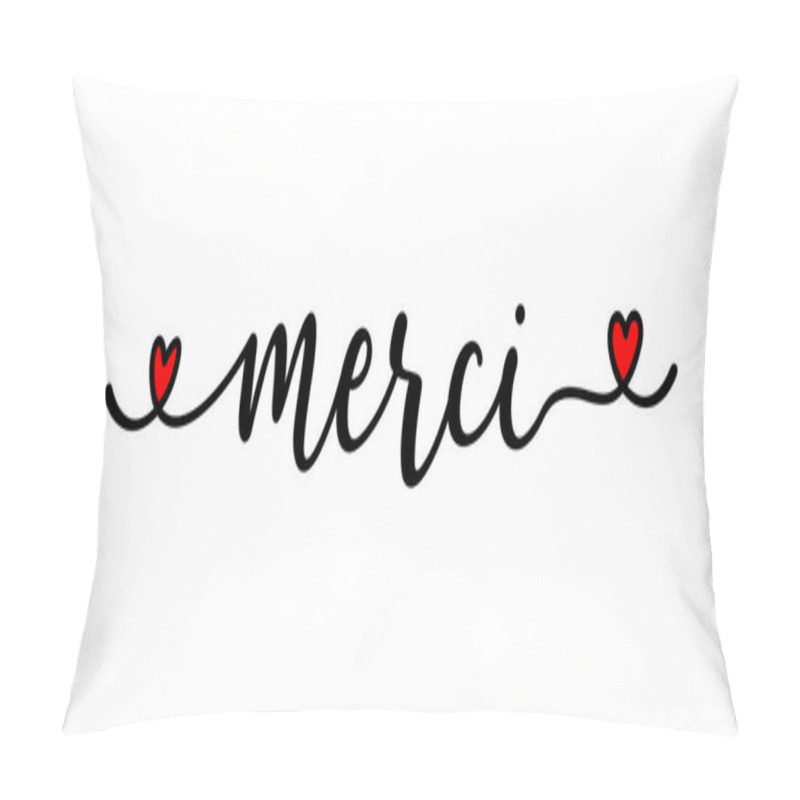 Personality  Hand Sketched MERCI Quote In French As Ad, Web Banner. Translated Thank You. Lettering For Banner, Header, Card, Poster, Flyer Pillow Covers