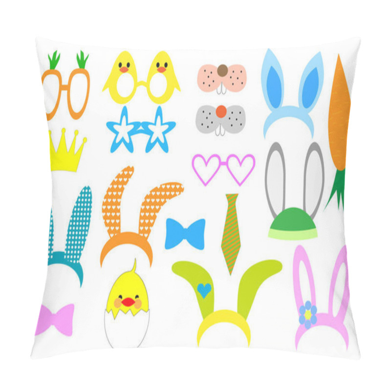 Personality  Easter Photo Booth And Scrapbooking Vector Set. Set Of Easter Party Graphic Elements. Vector Illustration Mask, Photobooth Props. Pillow Covers