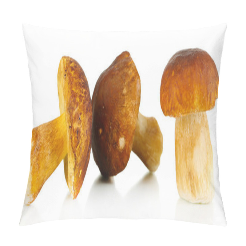 Personality  Fresh Mushrooms Isolated On White Pillow Covers