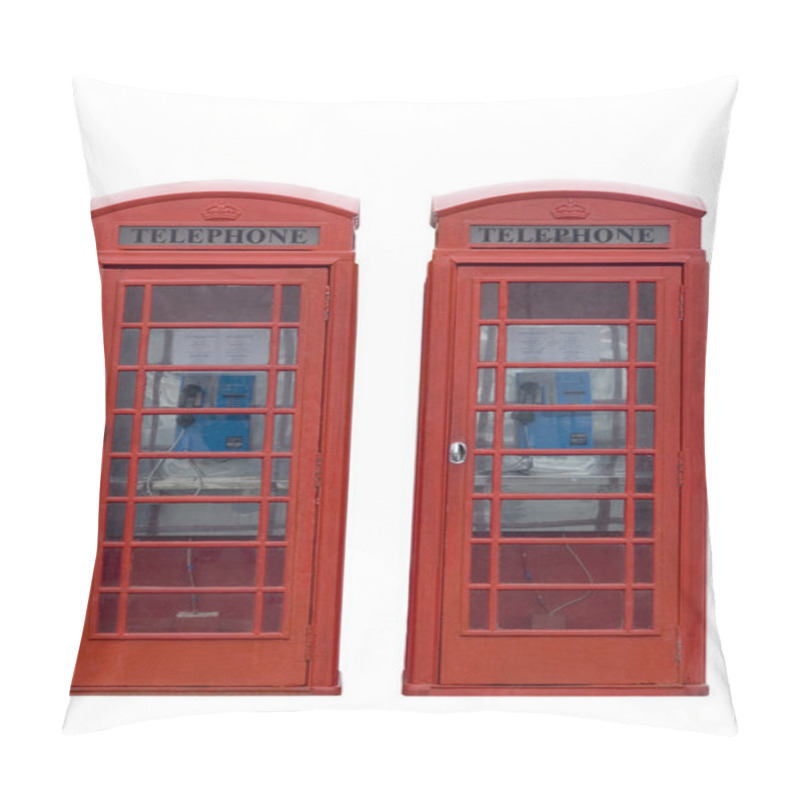 Personality  Red Telephone Box Isolated On White Background Pillow Covers