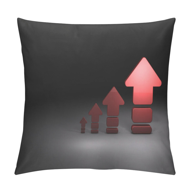 Personality  Four Upward Arrows That Become Progressively Larger. Dark Backgr Pillow Covers