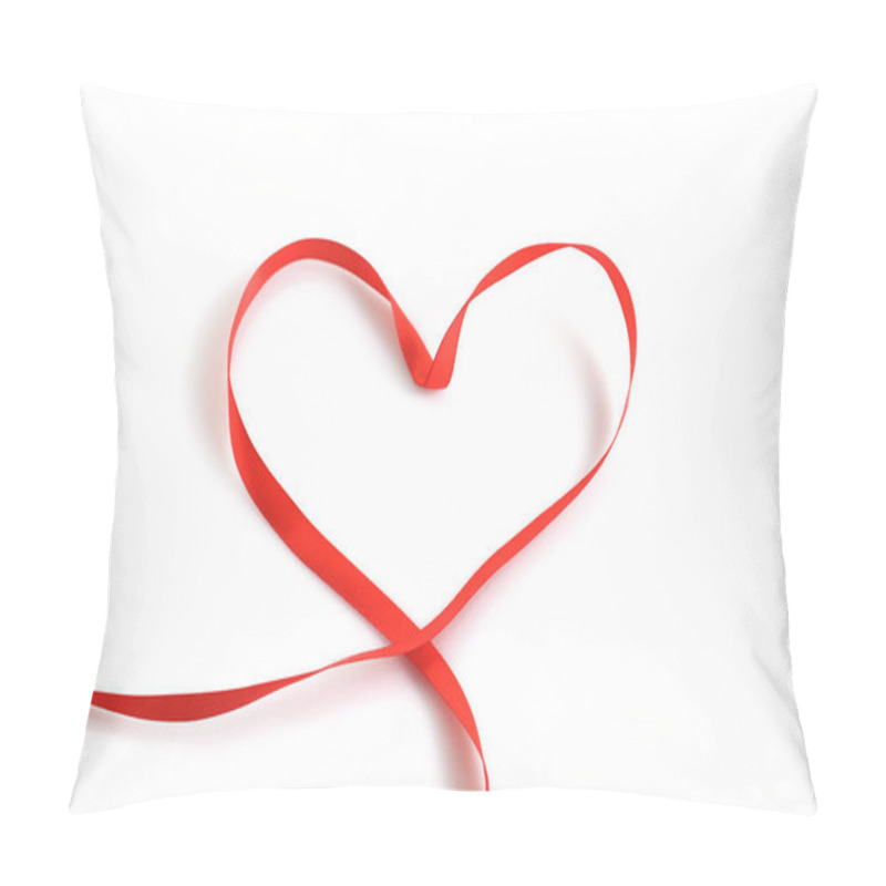 Personality  Heart From Red Ribbon On A White Background Pillow Covers