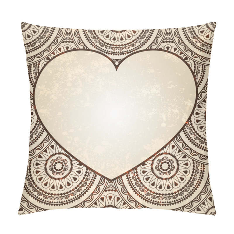 Personality  Vector Heart On Seamless Eastern Floral Background Pillow Covers