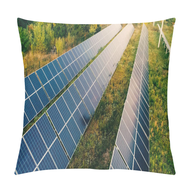 Personality  Aerial View Of Solar Panels System On Field  Pillow Covers