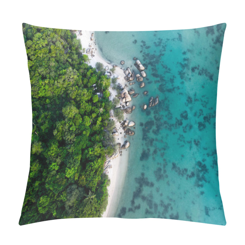 Personality  Aerial View Of Landscape With Rainforest Near The Rocky Beach And Turquoise Sea Pillow Covers