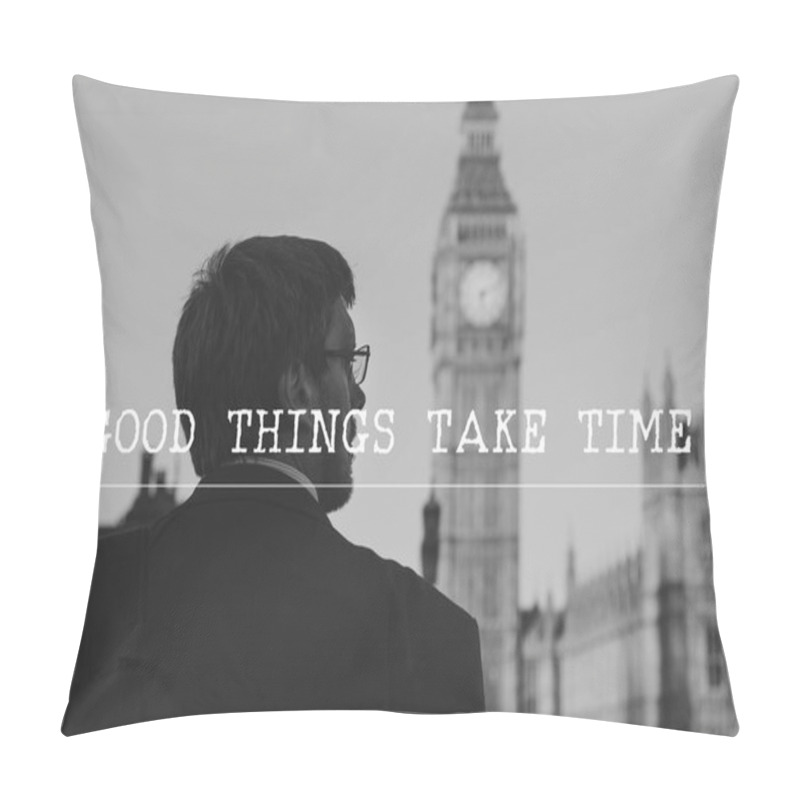 Personality   Businessman With Big Ban On The Background Pillow Covers