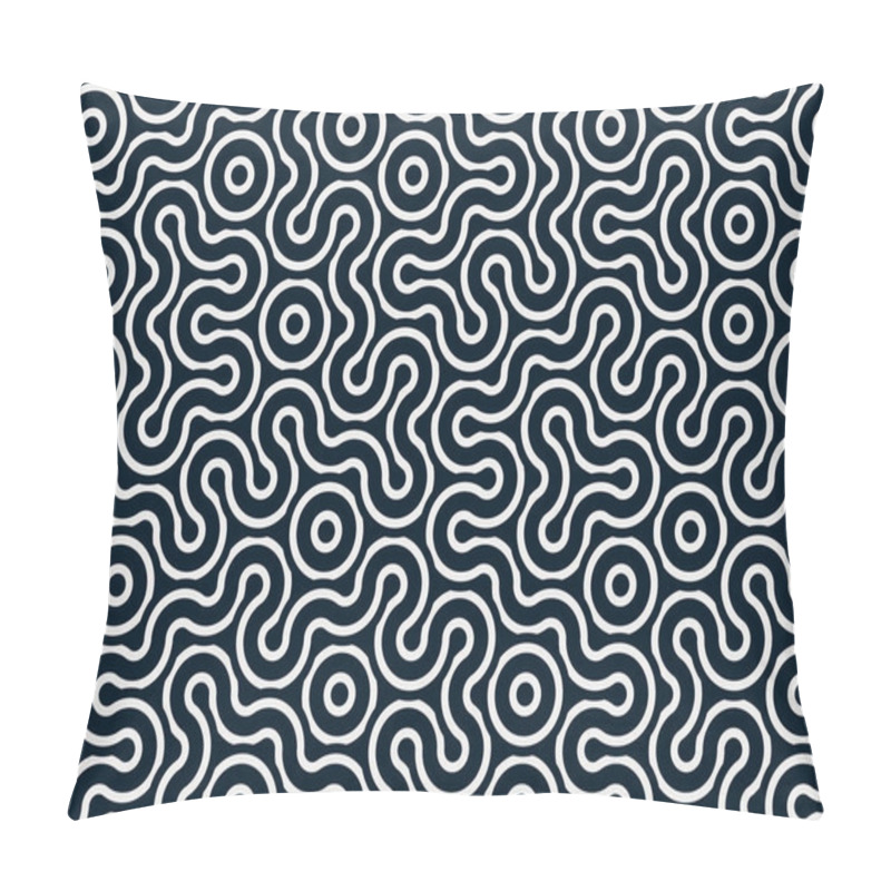 Personality  Colorful Tile With Seamless Random Interweaving Wavy Lines Pattern, Connection Art Background Design Illustration   Pillow Covers