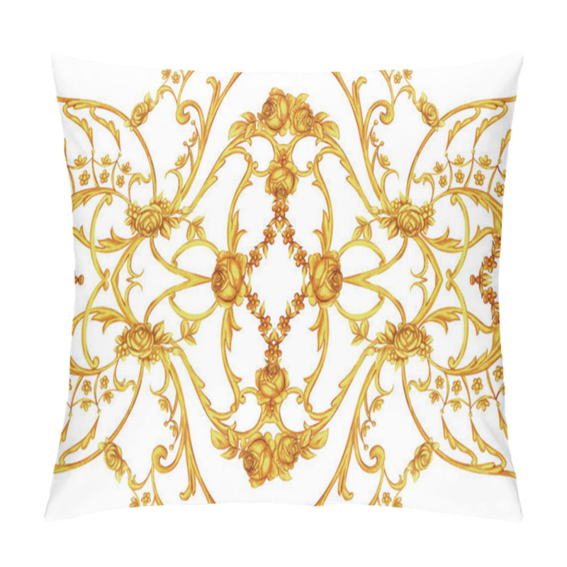 Personality  Rococo Intricate Panel With Floral Elements Pillow Covers