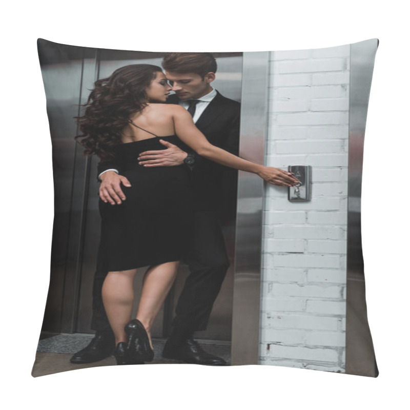 Personality  Beautiful Sensual Couple Hugging And Flirting Near Lift Pillow Covers