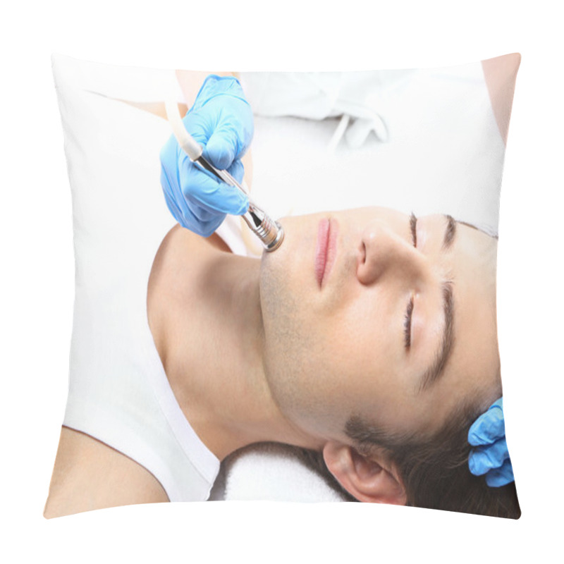 Personality  Removal Of Scars, Man To A Beautician, Microdermabrasion Pillow Covers