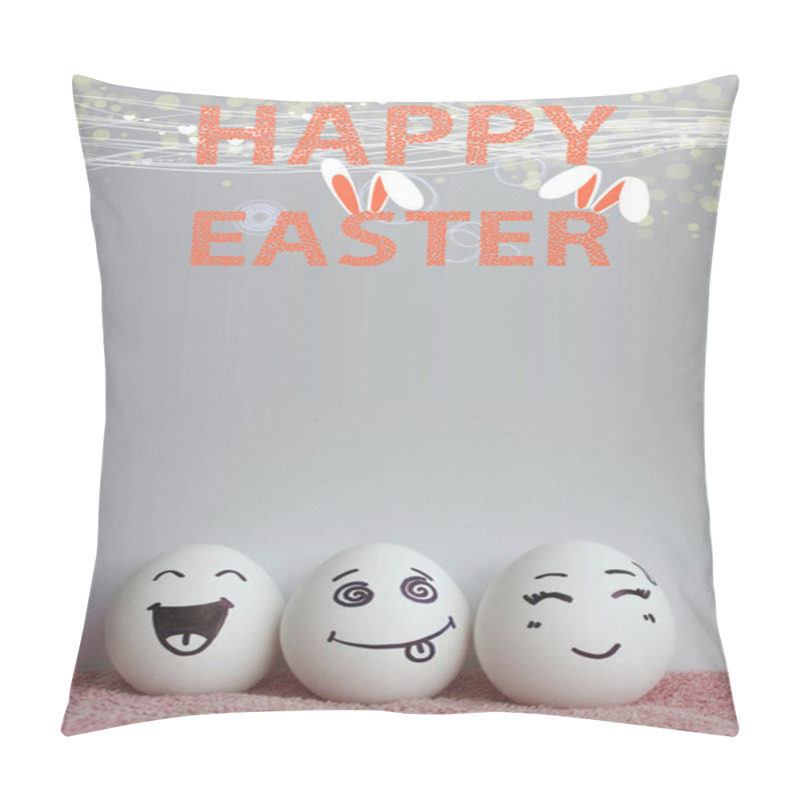 Personality  Easter And Rabbits Behind It. Photo For Your Design With A Place Under The Text Pillow Covers