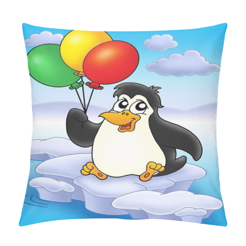 Personality  Penguin With Balloons On Iceberg Pillow Covers