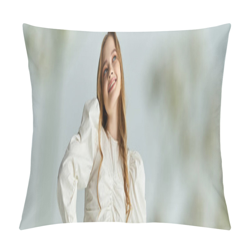 Personality  A Joyful Woman Smiles, Embracing The Beauty Of Nature With Vibrant Flowers. Pillow Covers