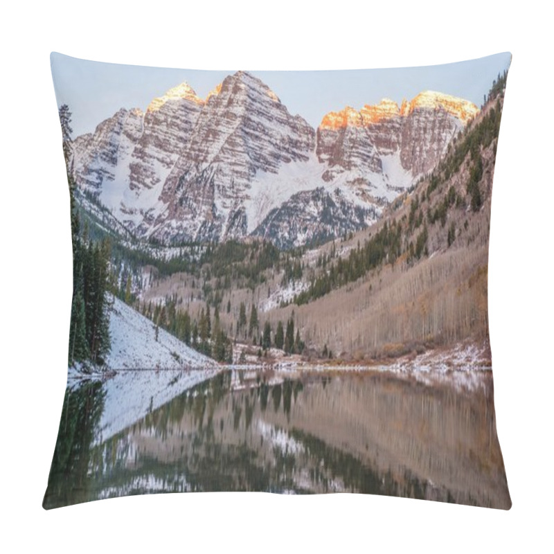 Personality  Maroon Bells And Maroon Lake At Sunrise Pillow Covers