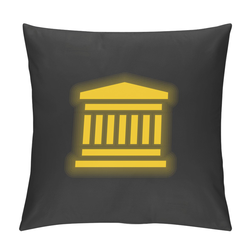 Personality  Bank Yellow Glowing Neon Icon Pillow Covers