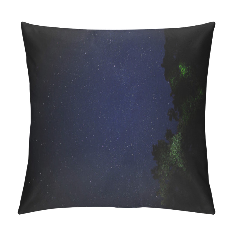 Personality  A Breathtaking View Of A Magnificent Night Sky, Densely Filled With Countless Stars Above Lush Green Foliage Pillow Covers