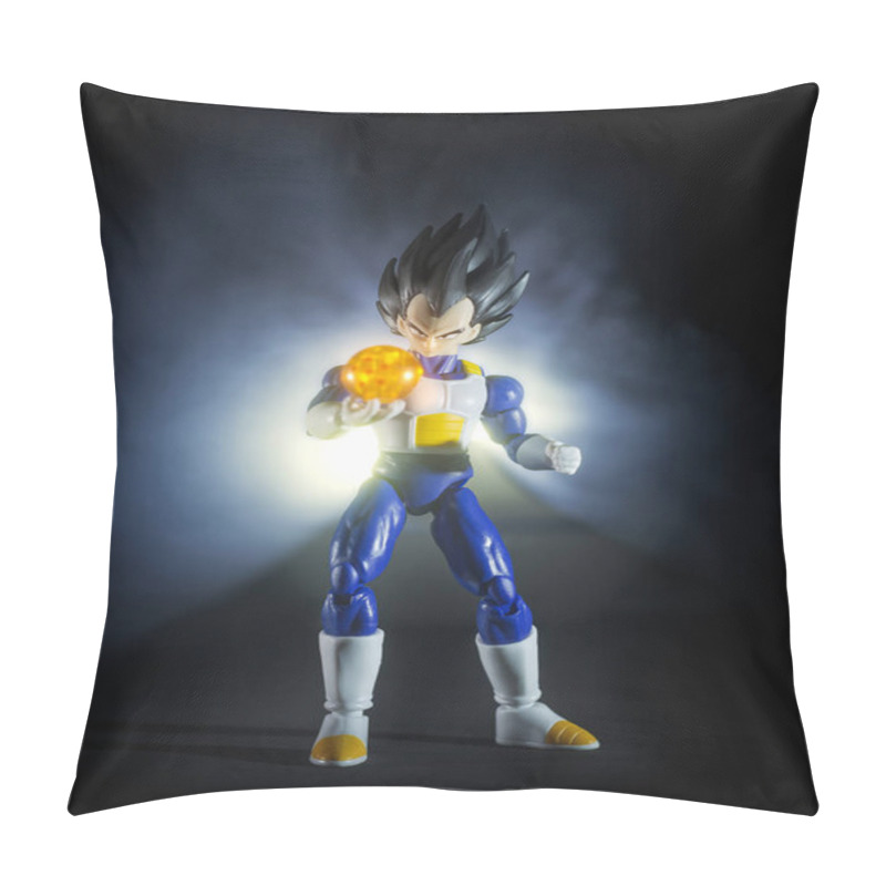 Personality  ALDEAMAYOR DE SAN MARTN, SPAIN - Apr 10, 2021: Studio Portrait Of A Vegeta Action Figure With The Sixth Dragon Ball. He Is A Fictional Character From The Dragon Ball  Pillow Covers