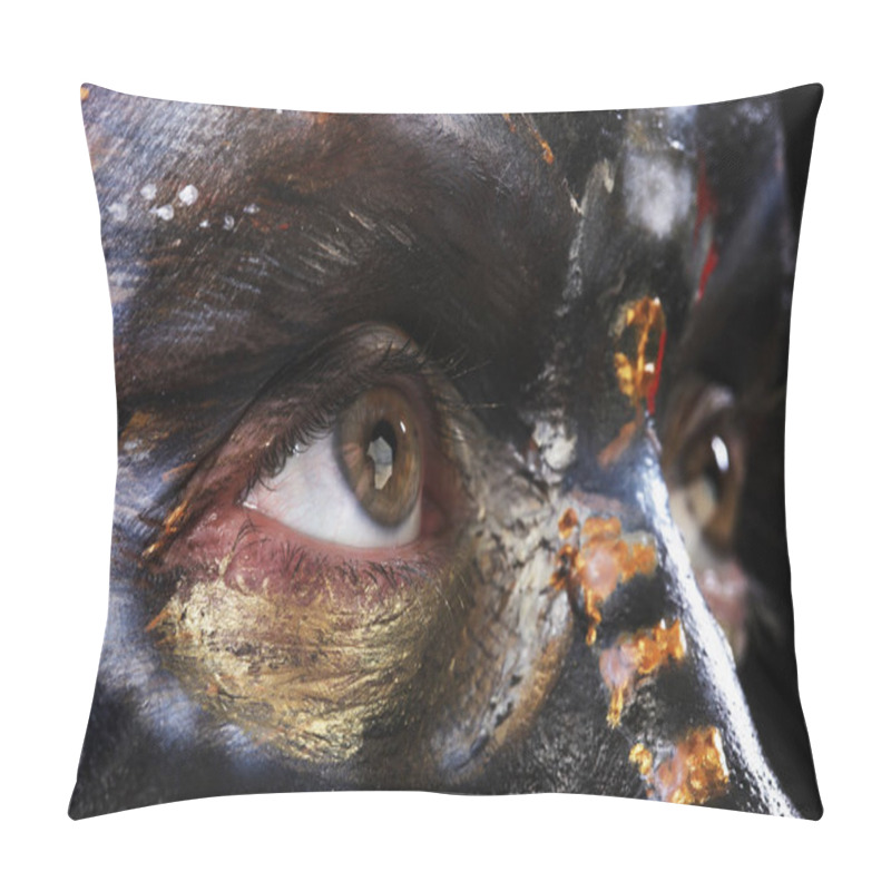 Personality  Close-up Body Art - Butterfly Totenkopf On The Girl's Face On A Black Background Studio Pillow Covers