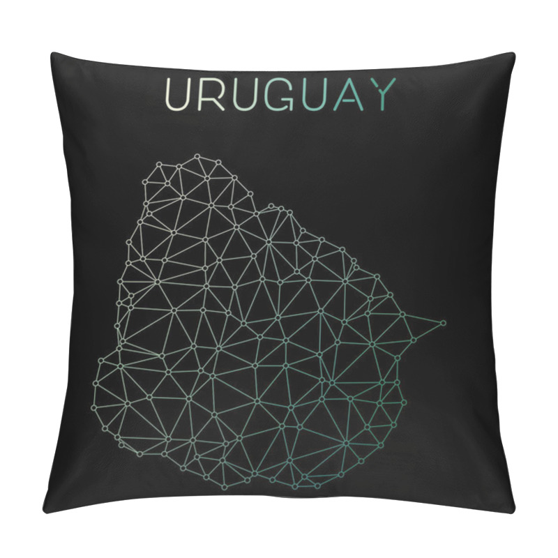 Personality  Uruguay Network Map Abstract Polygonal Map Design Network Connections Vector Illustration Pillow Covers