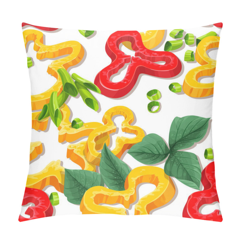 Personality  Beautiful Seamless Background From Slices Of Pepper And Greens Pillow Covers