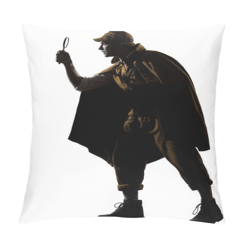 Personality  Sherlock Holmes Silhouette In Studio On White Background Pillow Covers