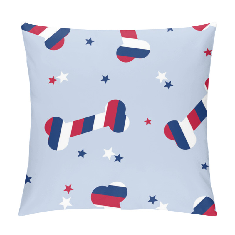 Personality  Seamless Vector Pattern With Dog Bones And Star For American Independence Day 4th Of July Background. Vector Illustration Pillow Covers