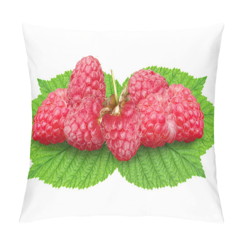 Personality  Raspberries On Green Leaves On A White Background Pillow Covers