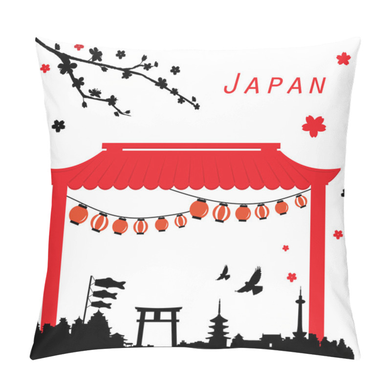 Personality  Japan View Travel Black And Red Vector Pillow Covers