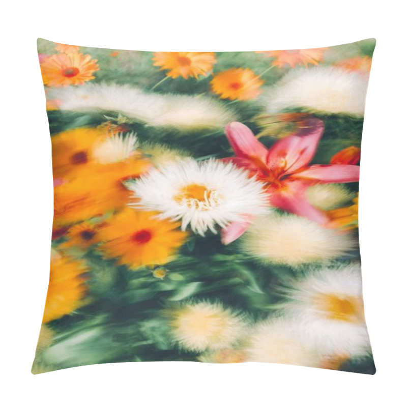 Personality  Vibrant Floral Arrangement Featuring Orange, White, And Pink Blooms In Soft Focus. Pillow Covers