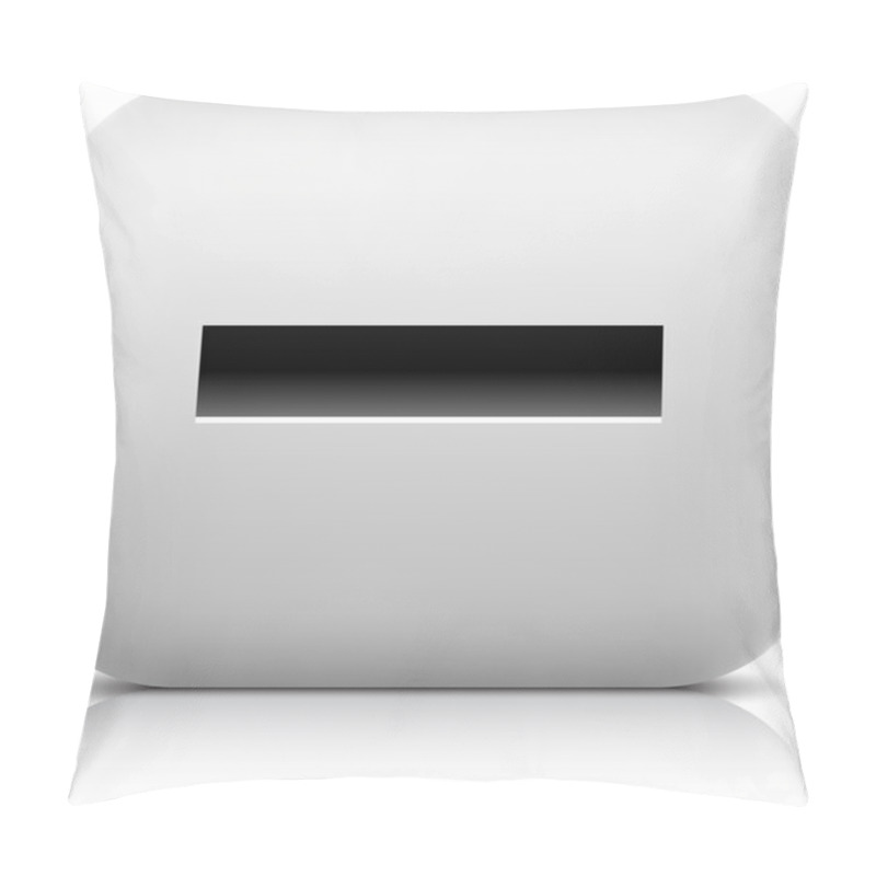 Personality  Stone Web 2.0 Button Minus Symbol Sign. White Rounded Square Shape With Black Shadow And Gray Reflection On White Background. This Vector Illustration Created And Saved In 8 Eps Pillow Covers