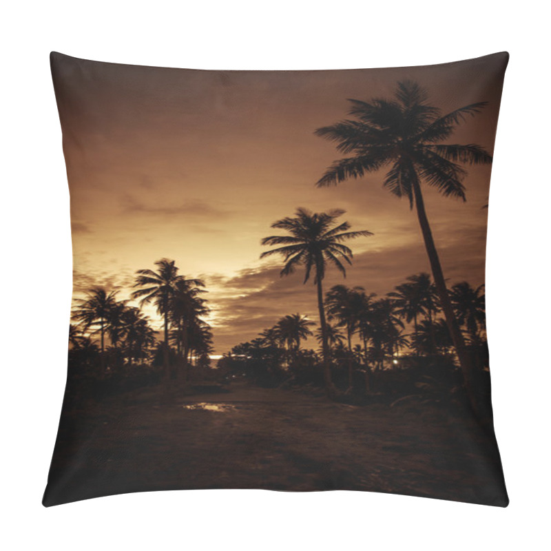 Personality  Sunset With Palm Trees Silhouette-Philippines Pillow Covers