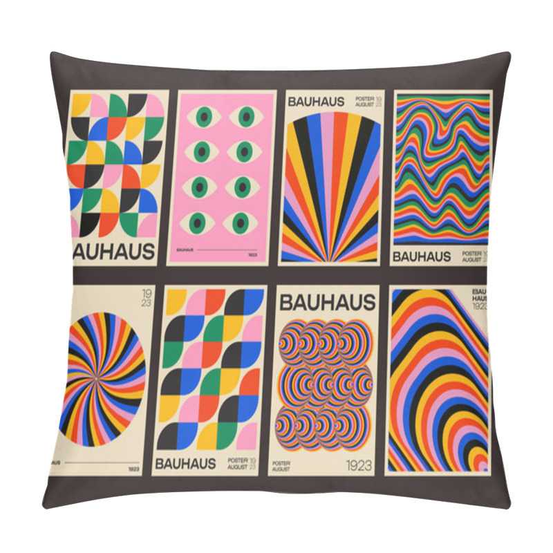 Personality  Cool Bauhaus Posters Collection. Trendy Abstract Geometric Patterns. Graphic Design Geometry Colorful Artwork. Pillow Covers