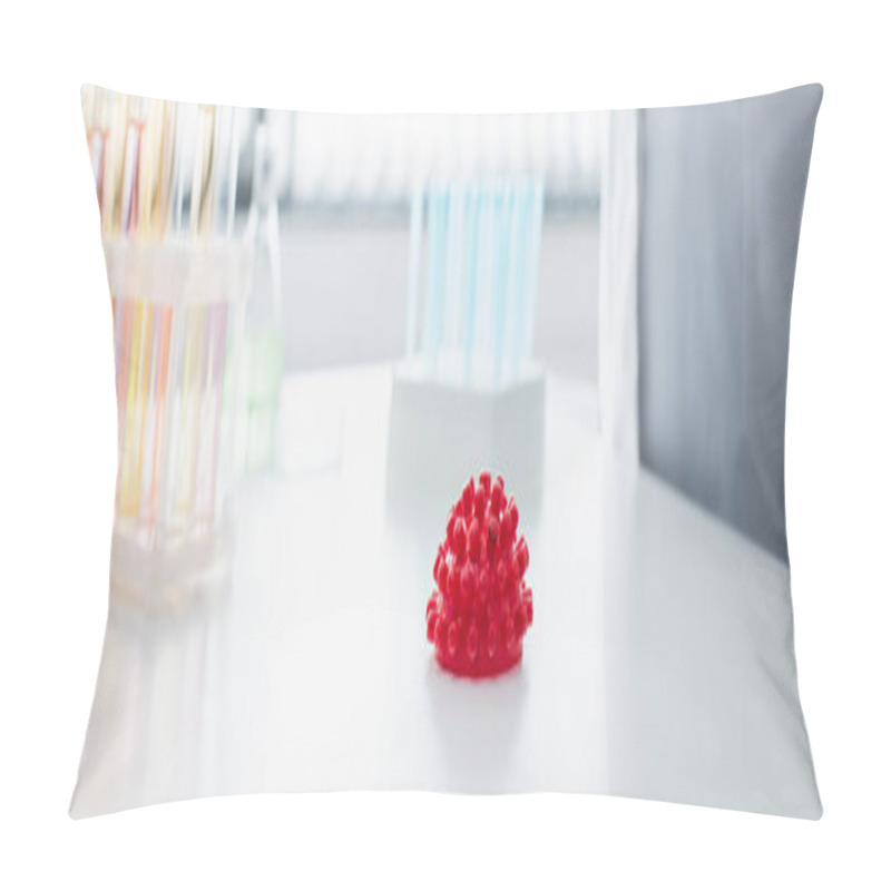 Personality  Red Coronavirus Bacteria Model Near Cropped Virologist On Blurred Background, Banner Pillow Covers