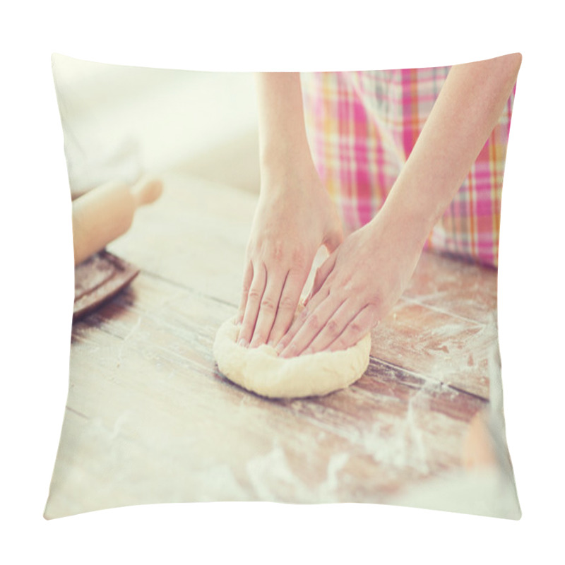 Personality  Close Up Of Female Hands Kneading Dough At Home Pillow Covers