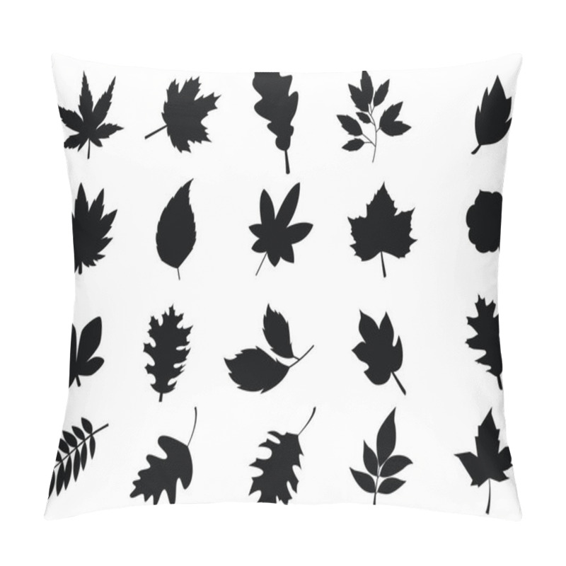 Personality  Set Of Different Autumn Leaves Silhouette. Vector Illustrations Isolated On White Background Pillow Covers