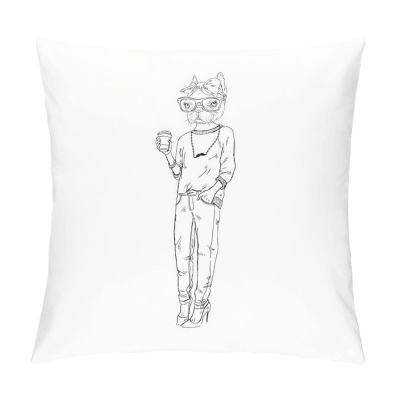 Personality  Frech Bulldog Hipster Girl Pillow Covers