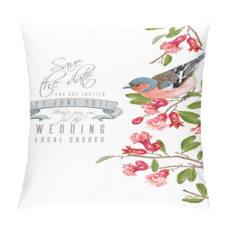 Personality  Finch Pomegranate Branch Border Pillow Covers