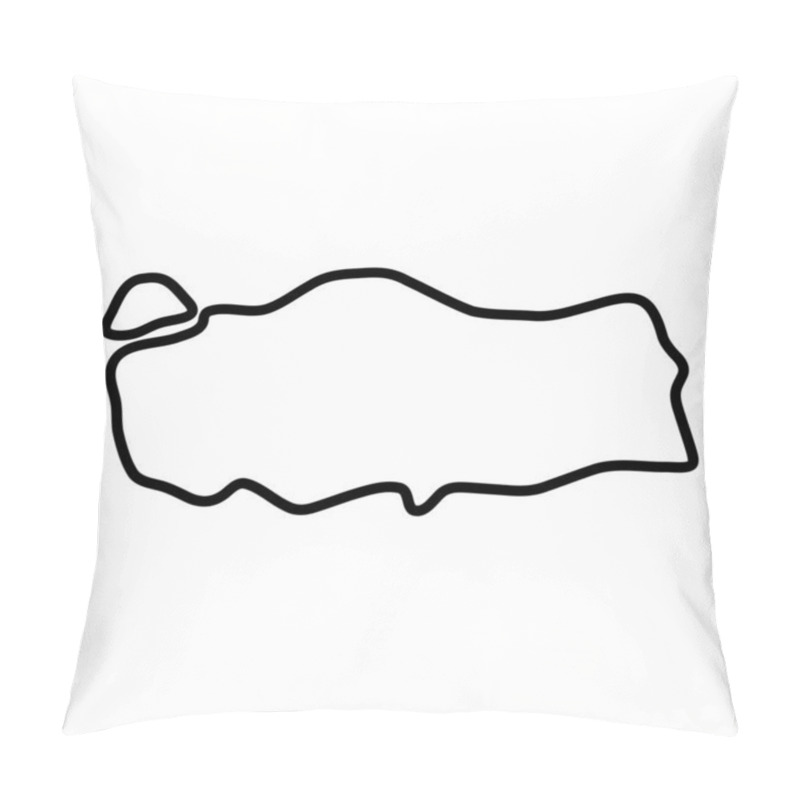 Personality  Turkey Country Simplified Map. Thick Black Outline Contour. Simple Vector Icon Pillow Covers