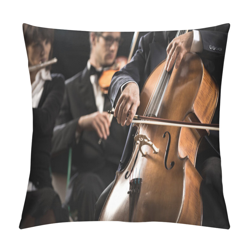 Personality  Symphony Orchestra: Cello Player Close-up Pillow Covers