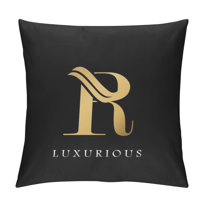 Personality  Golden Initial R Letter Logo Luxury, Creative Vector Design Concept For Luxuries Business Pillow Covers