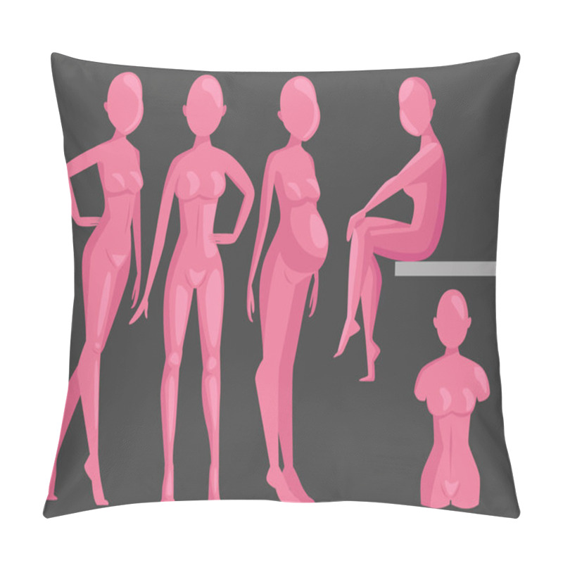 Personality  Vector Dummy Mannequin Model Poses Male And Female Beautiful Attractive Sculpture Plastic Figure Silhouette. Pillow Covers